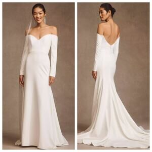 Willowby Watters Nala Wedding Dress 14 Off Shoulder Bridal Gown Long Sleeve